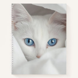Blue-Eyed White Cat Notebook Notizblock