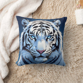 Blue eyed White Tiger Ai Art Kissen