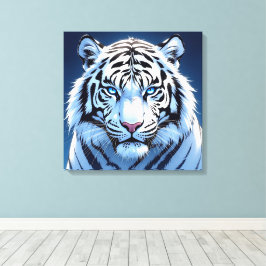 Blue eyed White Tiger Ai Art Leinwanddruck