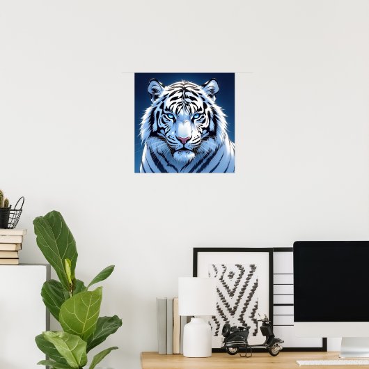 Blue eyed White Tiger Ai Art Poster (Heimbüro)