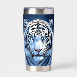 Blue eyed White Tiger Ai Art Thermobecher