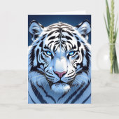 Blue eyed White Tiger Birthday Karte (Vorderseite)