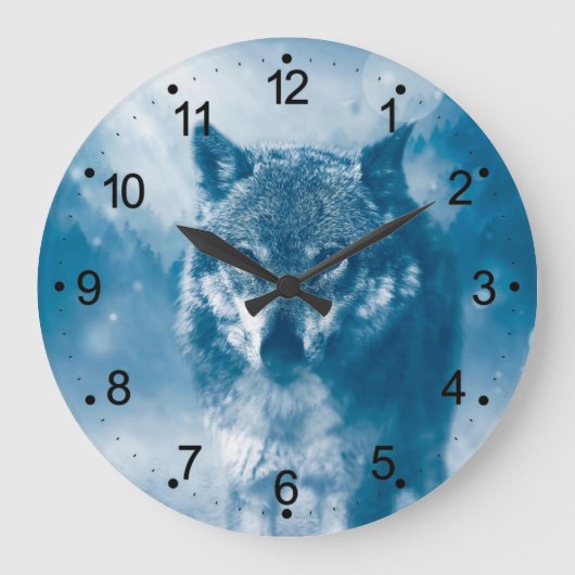 Blue eyed wolf große wanduhr (Vorderseite)