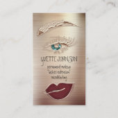 Blue Eyelash Brow Makeup Logo QR Lip Rose Rot Visitenkarte (Vorderseite)