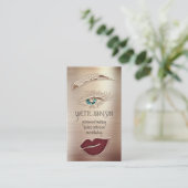 Blue Eyelash Brow Makeup Logo QR Lip Rose Rot Visitenkarte (Stehend Vorderseite)