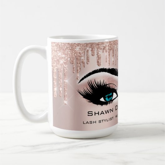 Blue Eyelashes Rose Glitzer Tropfen Makeup Bride Kaffeetasse (Links)