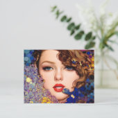 Blue Eyes Blond Abstrakt Postkarte (Stehend Vorderseite)