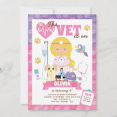 Blue Eyes Blonde Girl Vet Geburtstag Einladung (Vorderseite)