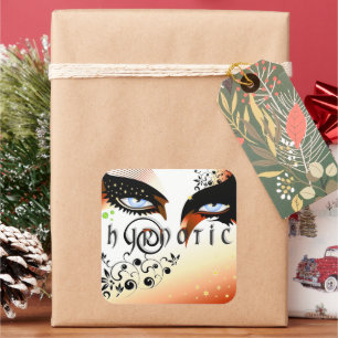 Blue Eyes Fashion Make Up Quadratischer Aufkleber