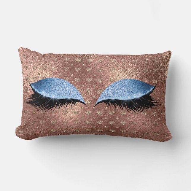 Blue Eyes Metallic Glitzer Makeup Lashes Herz Lendenkissen (Vorderseite)