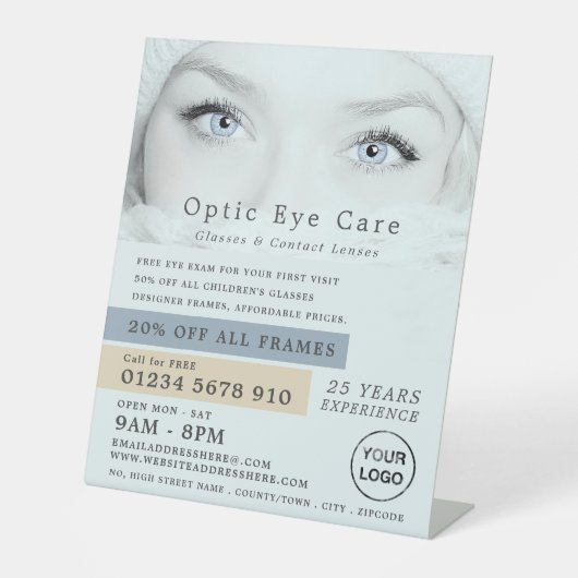 Blue Eyes, Optician, Technical Practitioner Sockelschild (Vorderseite)