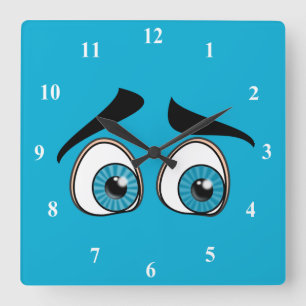 Blue Eyes Wall Clock Curious Quadratische Wanduhr
