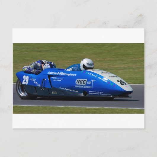 Blue F2 Sidecar Postkarte (Vorderseite)