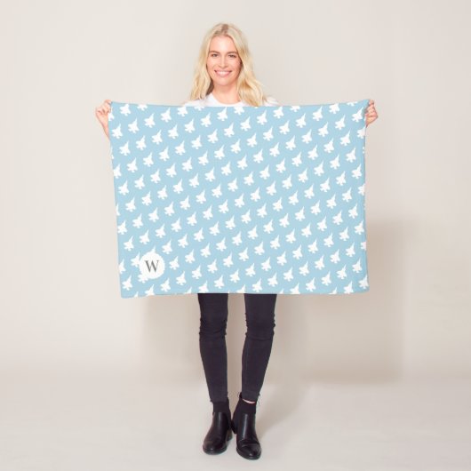 Blue F-35 Jet Gemustert Monogram Baby Fleece Blank (Beispiel)