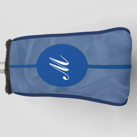 Blue Fabric Textured Print Monogram Putter Golf Headcover (Vorderseite)