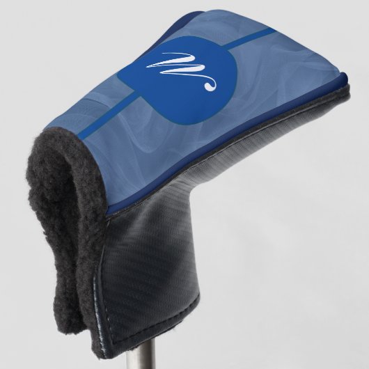 Blue Fabric Textured Print Monogram Putter Golf Headcover (3/4 Vorderseite)