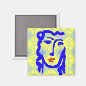 Blue Face Girl Magnet (Vorderseite/Rückseite)