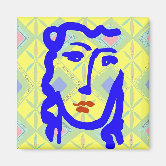 Blue Face Girl Magnet (Vorne)
