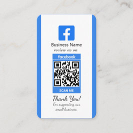 Blue Facebook Review Business Card mit QR Code Visitenkarte