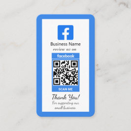 Blue Facebook Review Business Card mit QR Code Visitenkarte