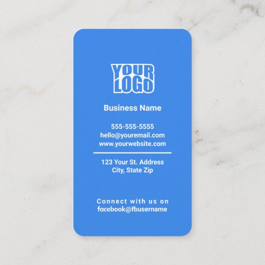 Blue Facebook Review Business Card mit QR Code Visitenkarte (Rückseite)