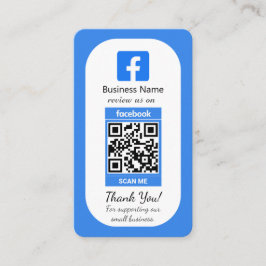 Blue Facebook Review Business Card mit QR Code Visitenkarte