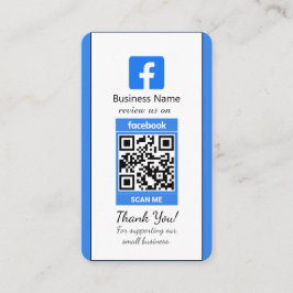 Blue Facebook Review Business Card mit QR Code Visitenkarte