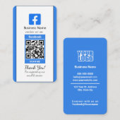 Blue Facebook Review Business Card mit QR Code Visitenkarte (Vorne/Hinten)
