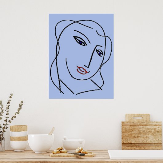 Blue Faces Abstract Poster (Küche)