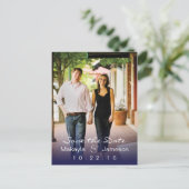 Blue Fade Foto Save the Date Postkarte (Stehend Vorderseite)
