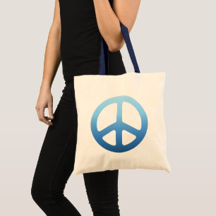 Blue Fade Peace Sign Tragetasche
