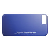 Blue Fade & White, Personalized Name, Minimum Case-Mate iPhone Hülle (Rückseite (Horizontal))