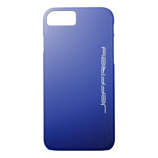 Blue Fade & White, Personalized Name, Minimum Case-Mate iPhone Hülle (Rückseite)