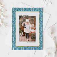 Blue Fair Isle Strick Pattern Foto Weihnachten