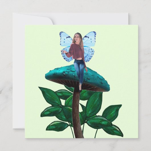 Blue Fairy auf Toadstool Note Card Mitteilungskarte (Vorderseite)