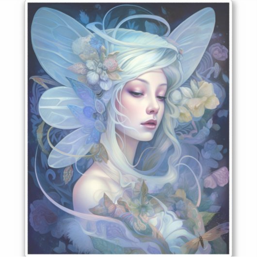 Blue Fairy Fantasy Art Aufkleber (Vorderseite)