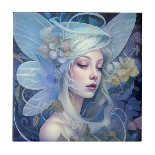 Blue Fairy Fantasy Art Fliese (Vorderseite)