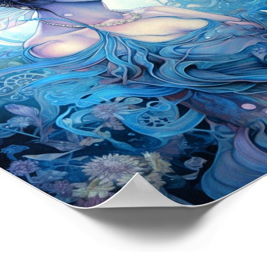 Blue Fairy Fantasy Art Poster (Ecke)