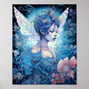 Blue Fairy Fantasy Art Poster