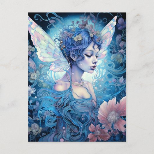 Blue Fairy Fantasy Art Postkarte (Vorderseite)