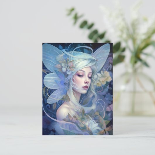 Blue Fairy Fantasy Art Postkarte (Stehend Vorderseite)