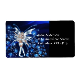 Blue Fairy/Fee Weihnachtsadressen Labels
