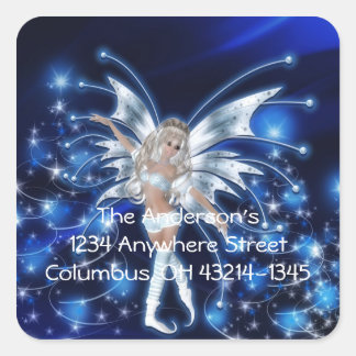 Blue Fairy/Fee Weihnachtsansprache Quadratischer Aufkleber