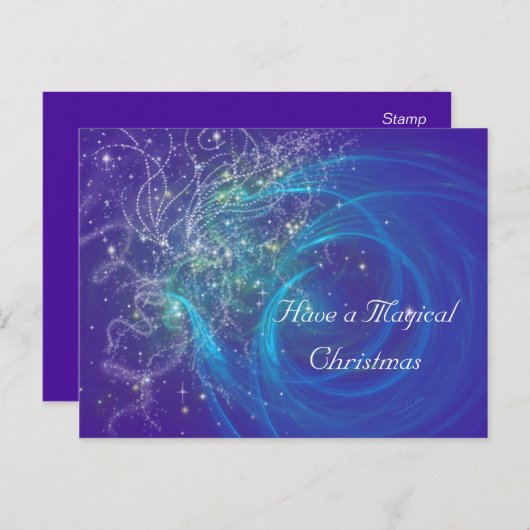 BLUE FAIRY LIGHTS FEIERTAGSPOSTKARTE (Vorne/Hinten)