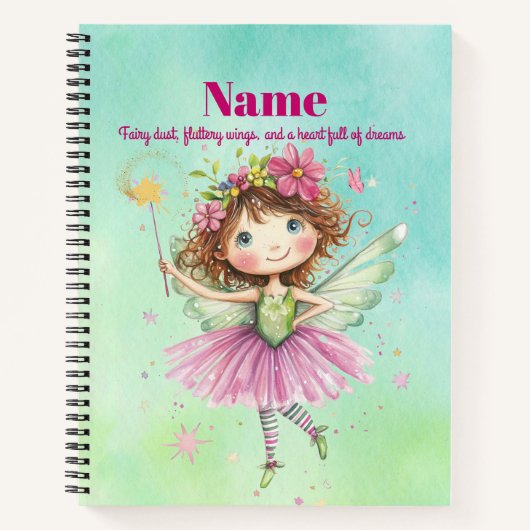 Blue Fairy Notebook Write Zeichn Sketch For Girls Notizblock (Vorderseite)