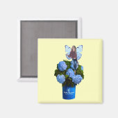 Blue Fairy on Peonies Magnet (Vorderseite/Rückseite)