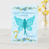 Blue Fairy Sister 7. Geburtstag Karte (Gelbe Blume)