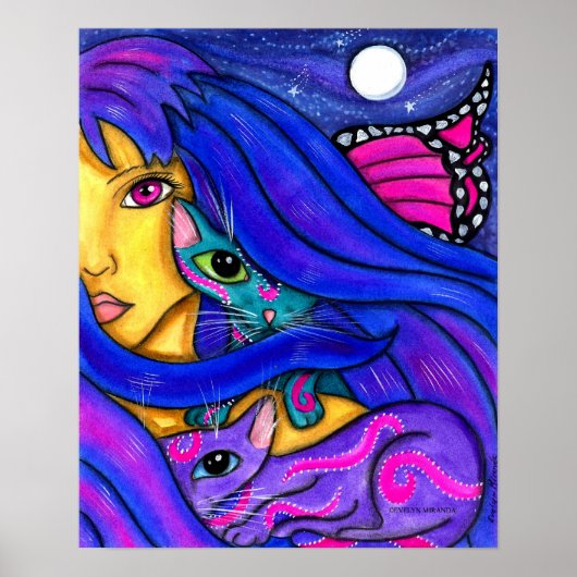 Blue Fairy und ihre Katzen Poster (Vorne)