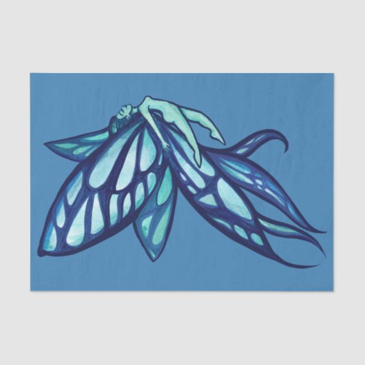 Blue Fairy Wings Fee Gartenanlage Seidenpapier (Vorderseite)
