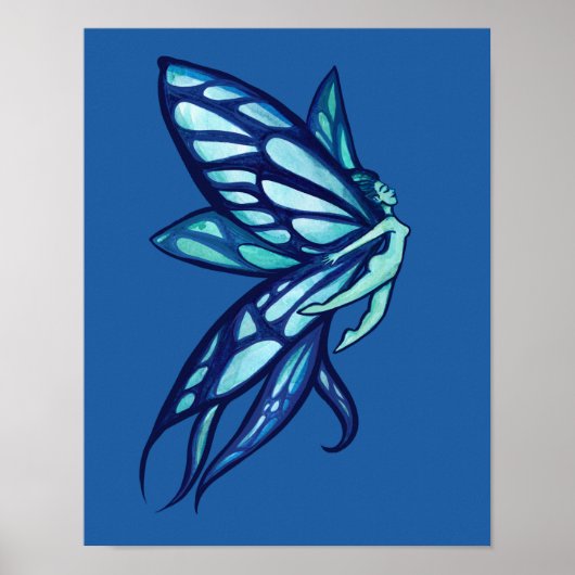 Blue Fairy Wings Feen Art Poster (Vorne)